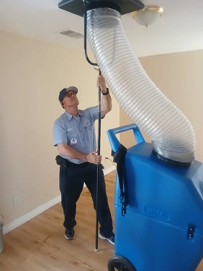 Mini Split Installation technician using HEPA equipment in Panthersville